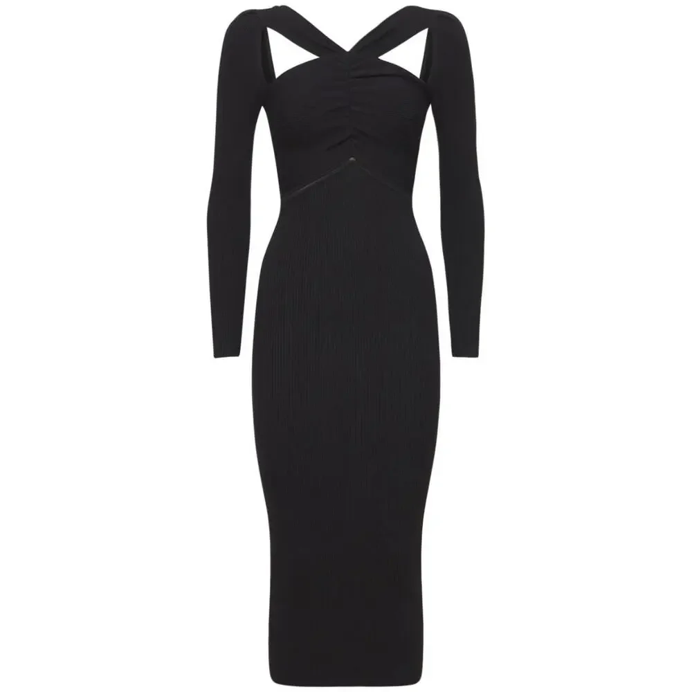 Self Portrait Black Knit Midi Length Dress - Picture 2 of 5